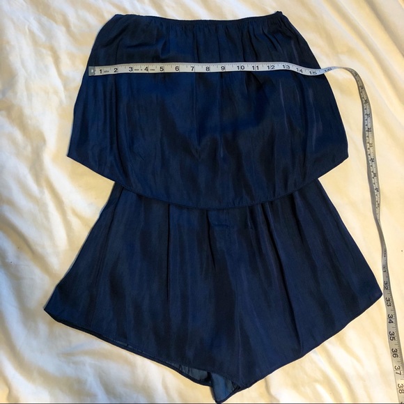 Lulus Catia Navy Satin Strapless Romper small - Picture 9 of 9